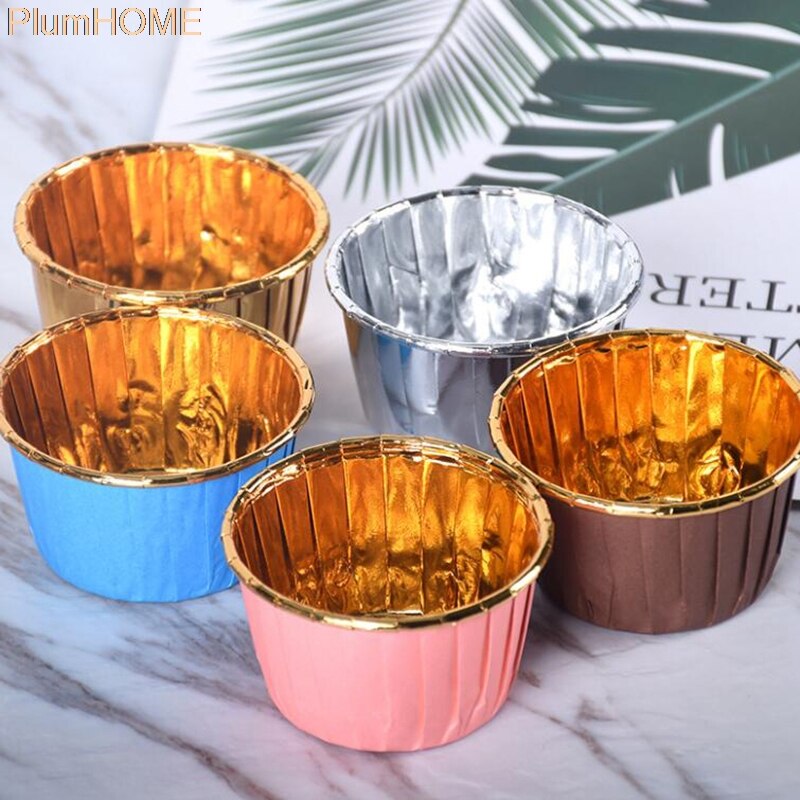 50Pcs Large 5039 Aluminum Foil Wrapper Paper Gold Cupcake Liner Baking Cup Muffin Cupcake