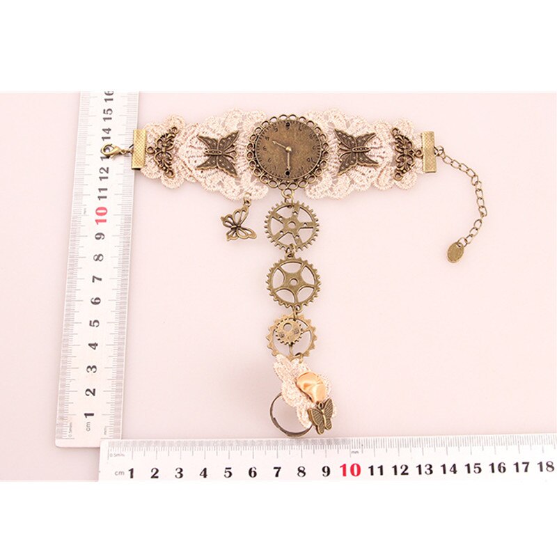 Frauen Jahrgang Steampunk Handschuhe Handgelenk Manschette Getriebe Mädchen Viktorianischen Armbänder Kostüm EIN Armbinde Schmuck Zubehör Spitze Handwear