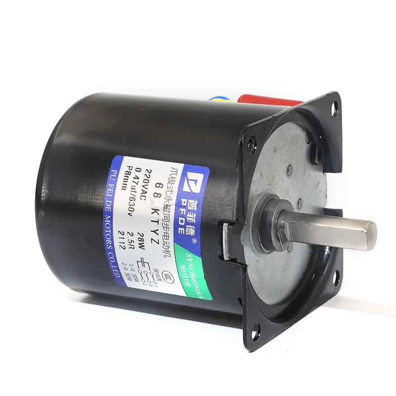High Torque 100KG 28W AC 220V Permanent Magnet Synchronous Motor 220V 68KTYZ shaft 8mm CW/CCW Metal Geared Slow Speed Motor