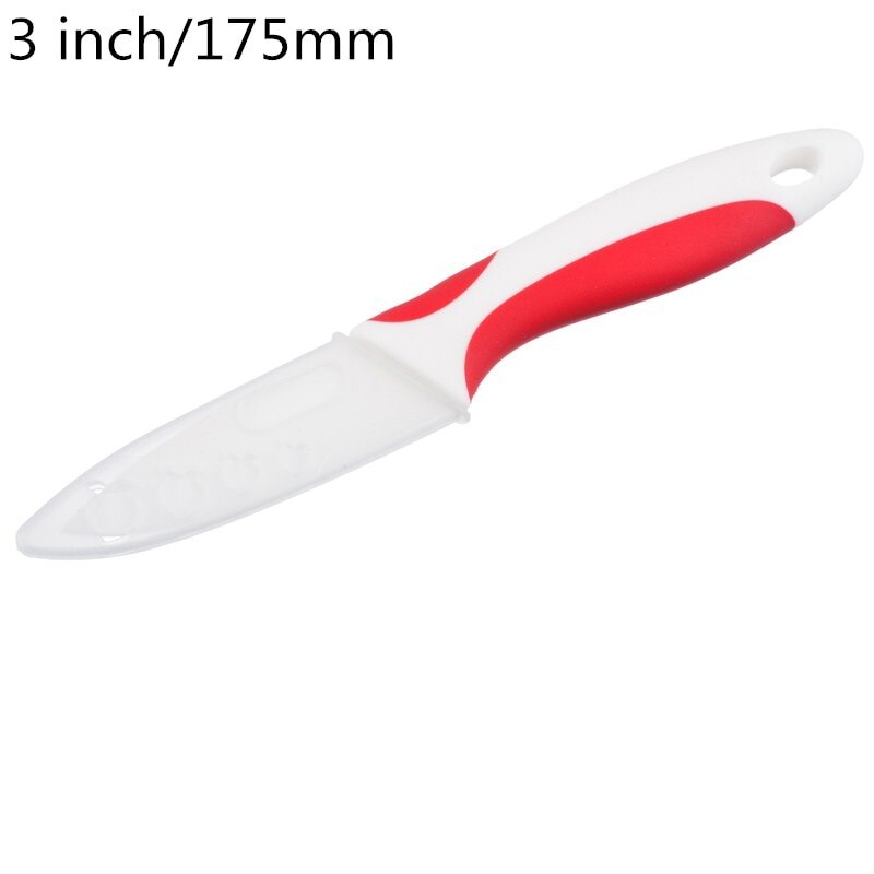 3/4/5 Inch Ceramic Kitchen Knives White Blade Colorful Handle Paring Pare Peel Slice Cooking Tool Ceramic Knife: 3 inch red