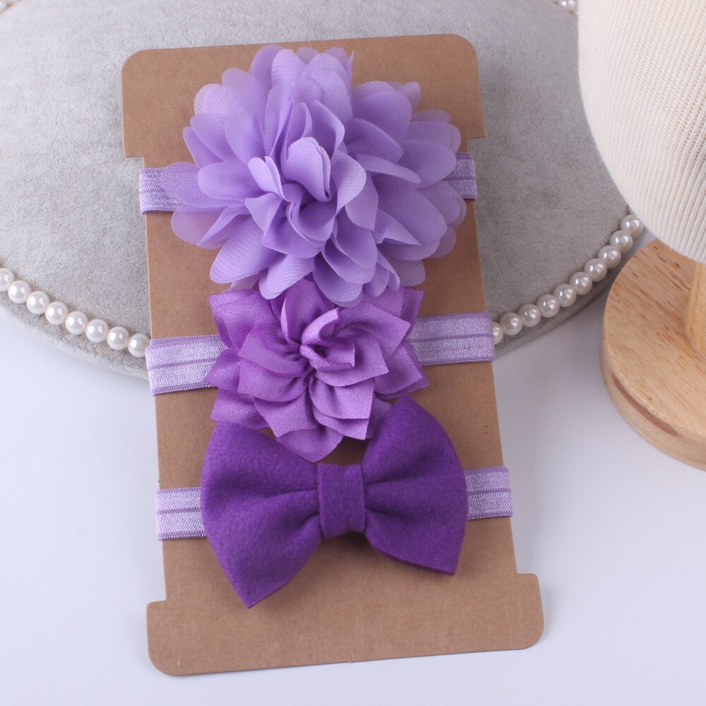 Conjunto de Diadema con lazo para bebé y niña, Bandage para la cabeza con lazo, diadema de flores para el pelo, accesorios de ropa infantil, 3 piezas