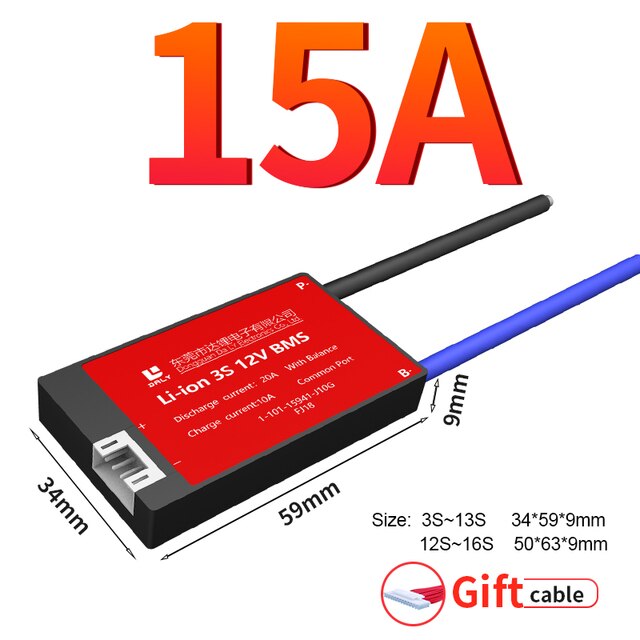 DALY BMS 6S 24V 15A 20A 30A 40A 50A 60A 80A 100A 18650 PCM PCBA Lithium-Ionen Polymer NCM NMC Batterie Pack Mit Balance: 6S Separate Port / 15A