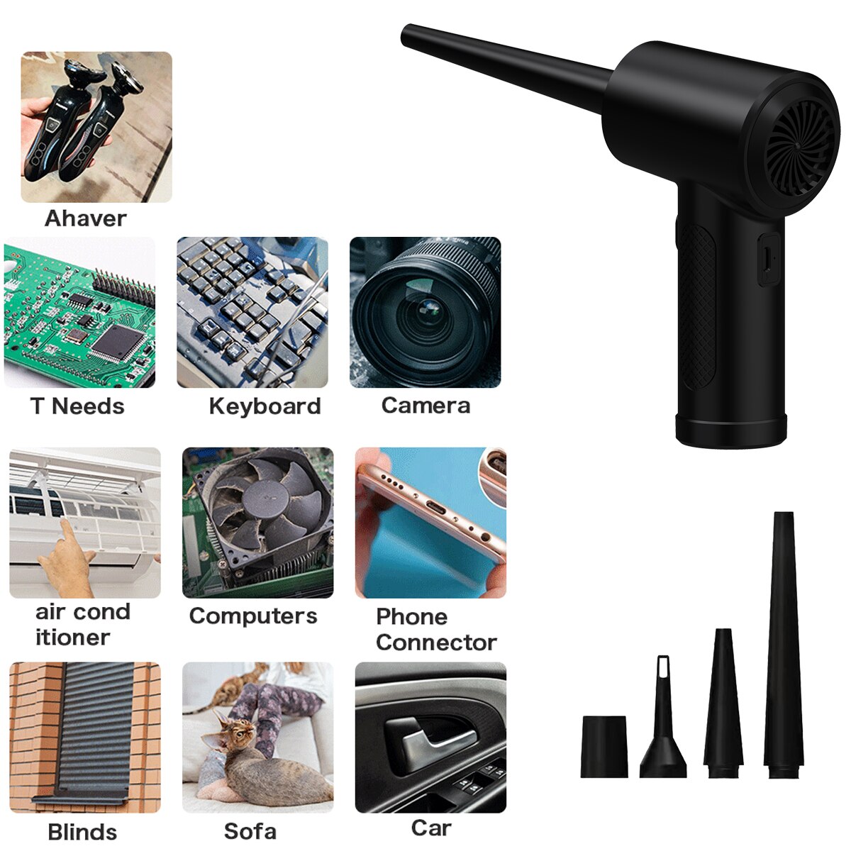 Cordless Air Duster Blower Multi-Use Portable Compressed Air Cans,Electric Air Duster Computer Cleaner PC Laptop Keyboard Rda