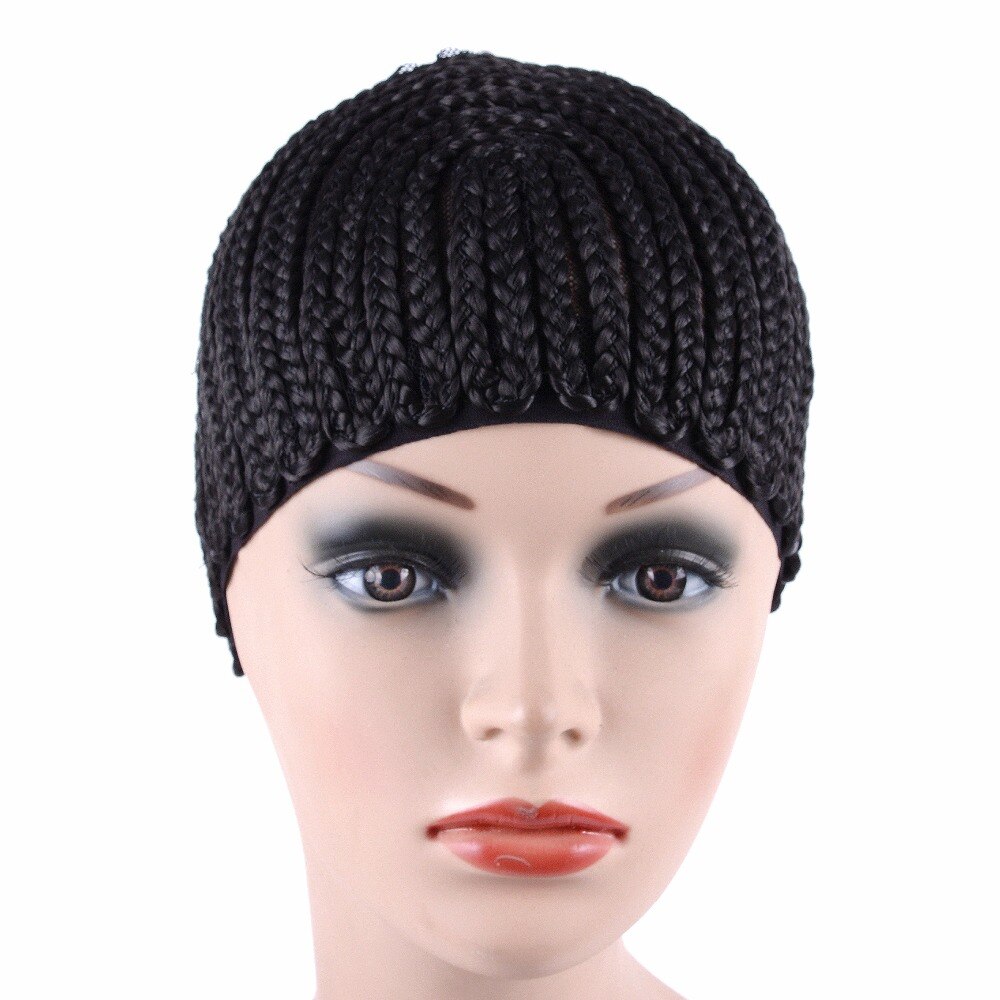 2pcs Large Crochet Wig Cap Easy Sew In Cornrow Wig Cap For Making Wigs Stretching 52-66Cm Super Ealstic Cornrow Cap Black