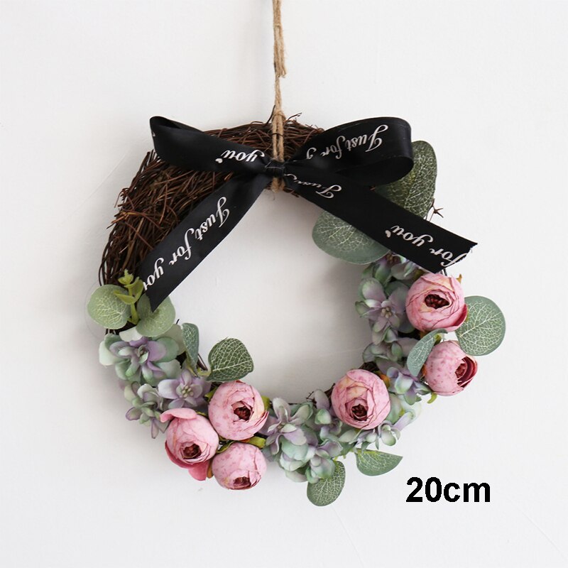 Kunstig simulering blomster bryllupsdekorasjon jul kransdør dekorasjon rose blomsterkrans hjem fest dekor