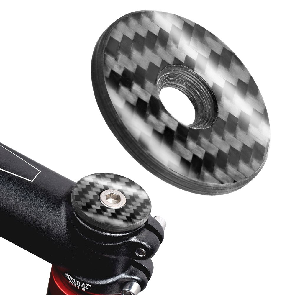 Carbon cykelstamme top cap alle let med skrue til styret gaffelrør headset cap cover carbon cap til cykel: Blank sort