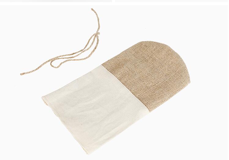 Bolsas de grano de fondo redondo, 5 tamaños, bolsa de embalaje de yute, arroz, té, algodón, lino, tela de yute, bolsa de con cordón