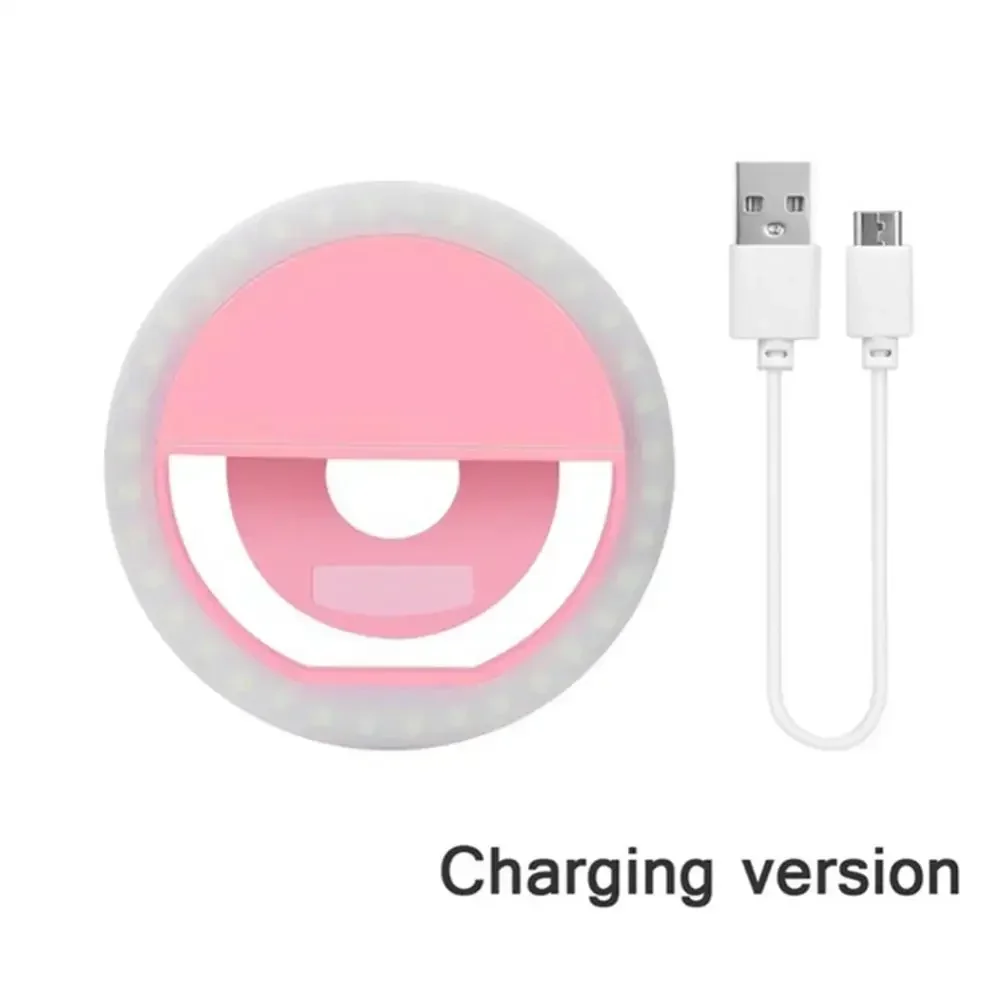 Anneau lumineux LED pour Selfie, lampe à clipser pour téléphone Portable, Charge USB, lumière pour Selfie, Flash Ins, appareil Photo pour Smartphone: Rose