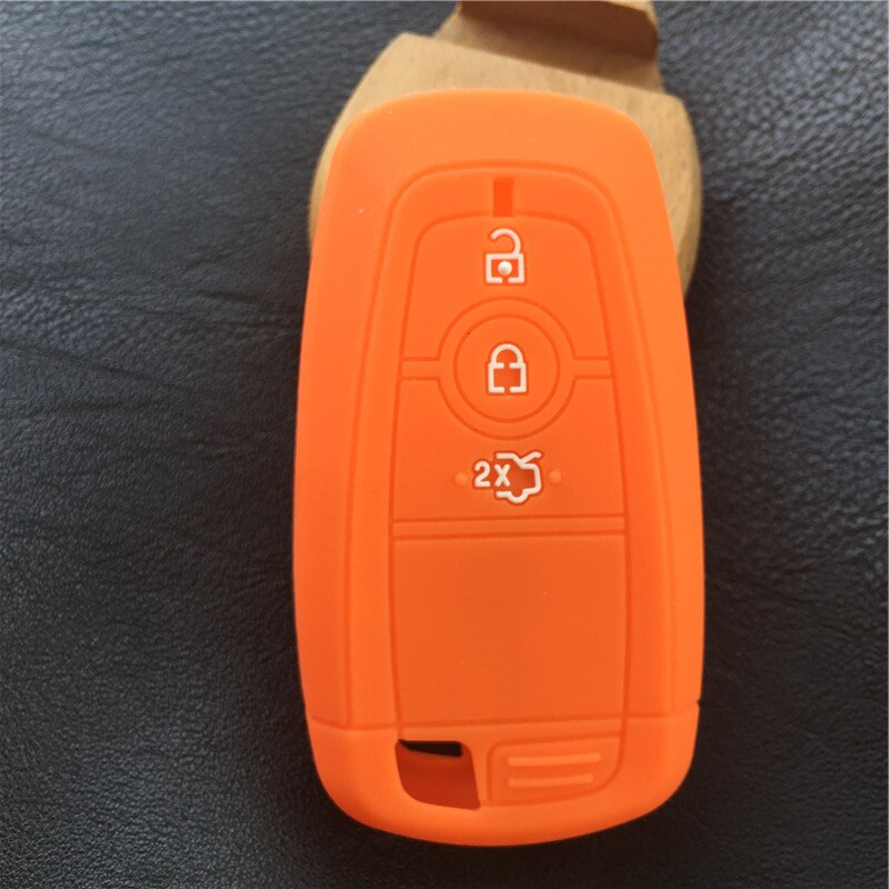 Silikonikuminen auton avainkotelo ford mondeo mkc mkx mkz lincoln continental focus edge kuga eco sport 3 4 nappiavain: 3 nappia oranssi
