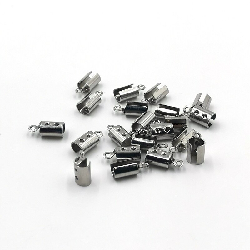 50 Stuks Lederen Armband Rvs Einde Sluitingen Caps Ketting Vouwen Crimp Cord Ends Connector Voor Sieraden Maken Accessoires