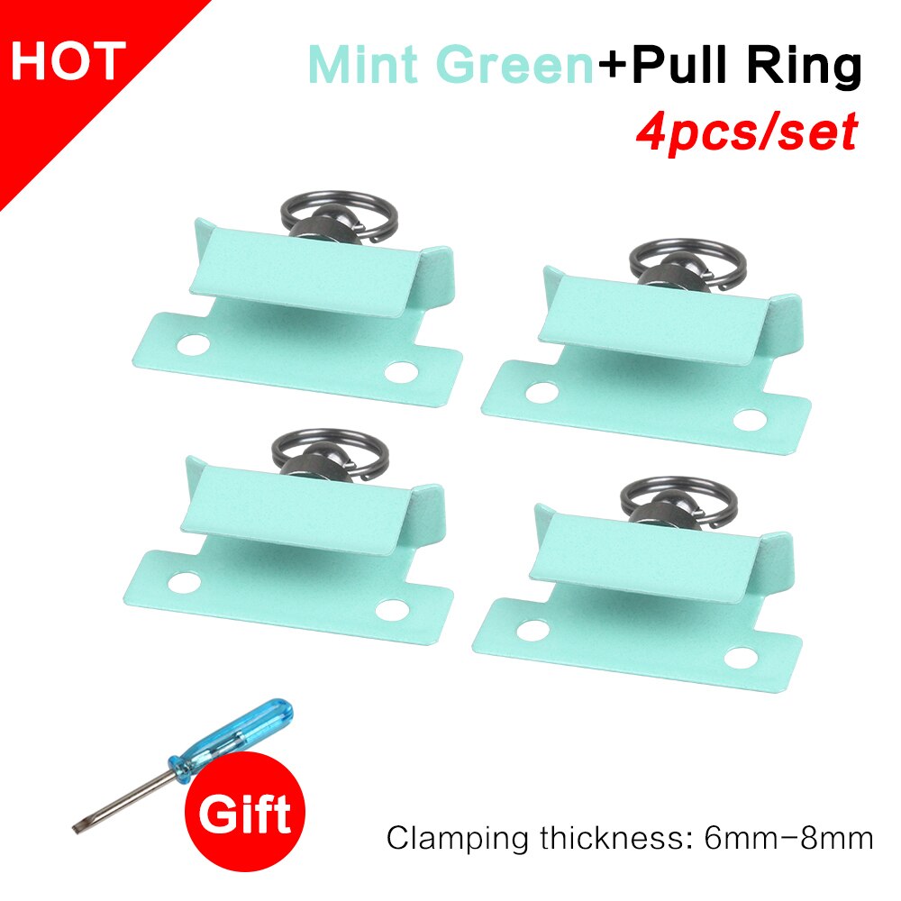 XCR3D 4pcs 3D Printer Parts Glass Platform Clamp Heated Bed Clip Colours Stainless Steel Plate Holder with Pull Ring for ender 3: Mint Green Pull Ring