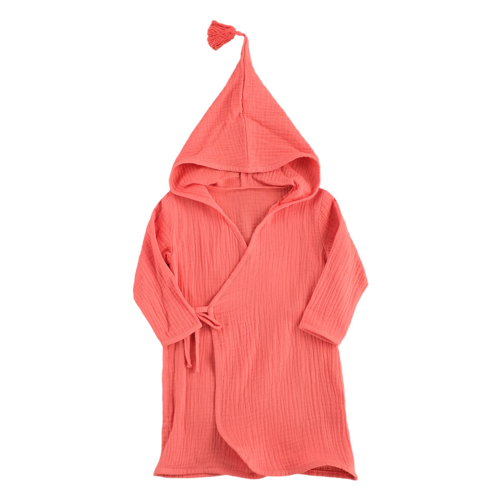 Peignoir à capuche en coton pour enfants de 1 à 5 ans, manches longues, couleur unie, pour garçons et filles: Orange / 3T