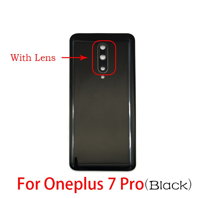 Back Battery Door Rear Housing Cover Case With Glass Camera Lens with Tape Replacement For Oneplus 7 Pro 7Pro: 7Pro Black With len