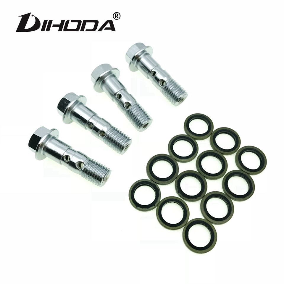 Tornillo de drenaje de aceite para motocicleta, pinza de freno, tornillo doble Banjo, pinza Master, M10x1.25, cromo