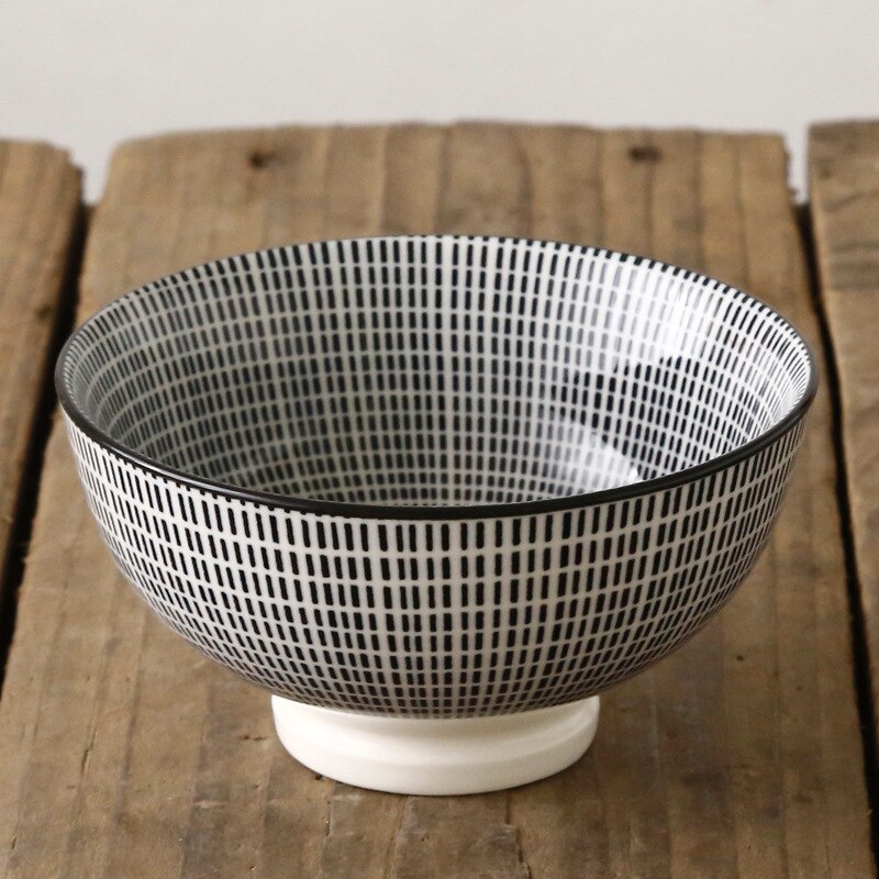 Nordic machine-printed under-glazed ceramic tableware Japanese 4.5-inch high-foot anti-scald soup bowl millet rice bowl: B-7