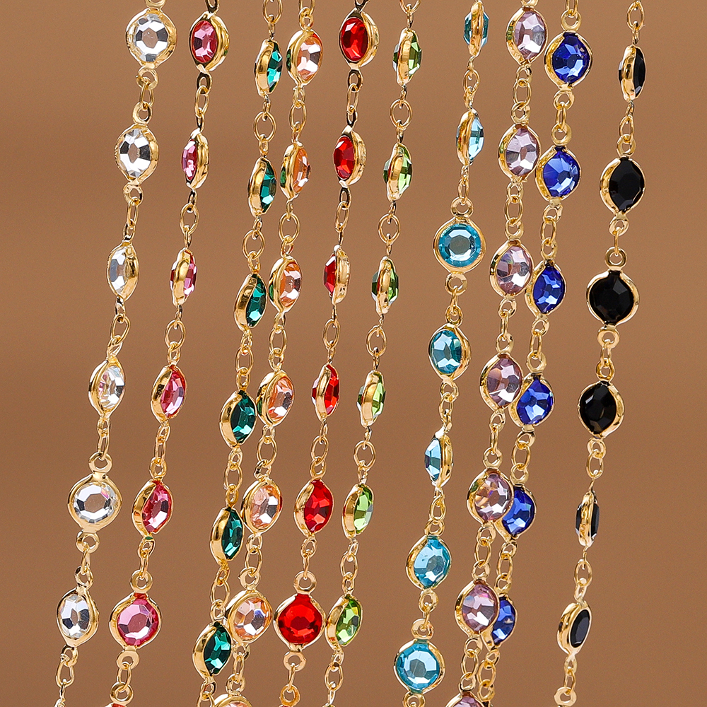 1M Kristall Zirkon Stein Kette Bunte Glas Perlen Ketten Für DIY Halskette Armband Schmuck Machen Liefert Erkenntnisse