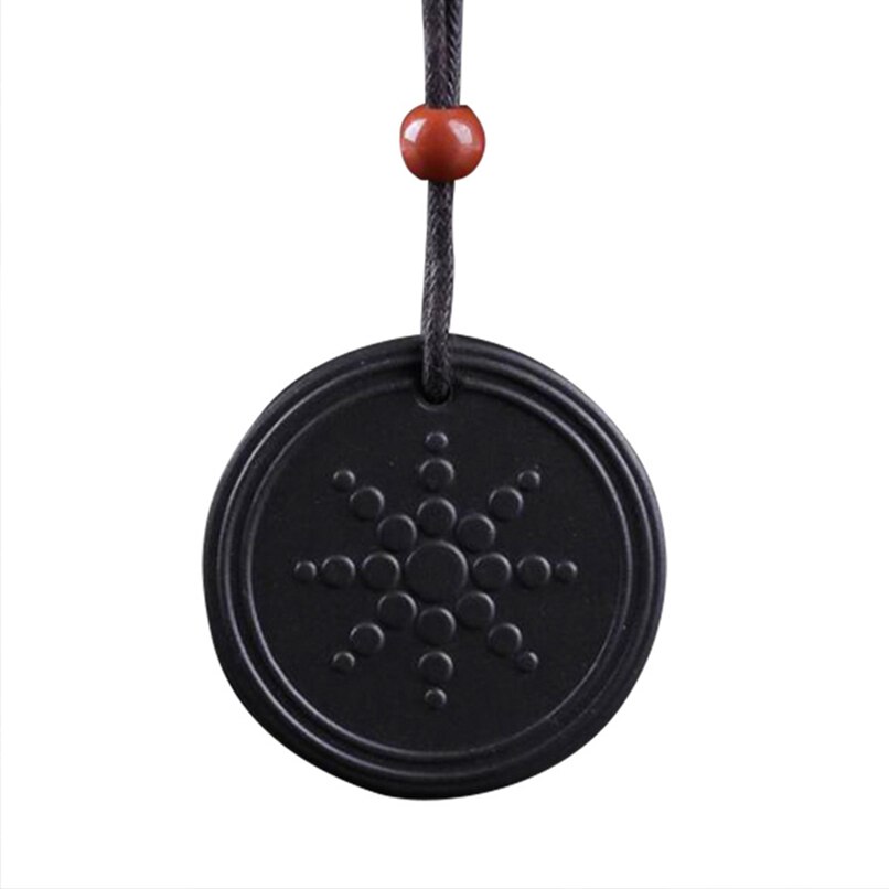 Touwketting zonnebloemkracht kettingen sieraden ronde zwarte gezondheidshanger dubbelzijdige vulkanische steen mannen vrouwen: Default Title