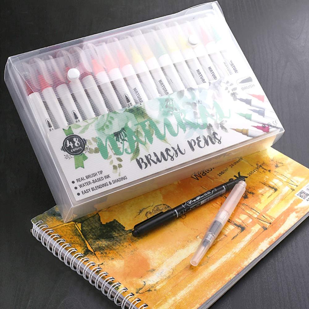 Akvarel sæt penselpenne 48 farver akvarel markører fleksible ægte pensel tips maling penne til kunstnere begyndere voksne børn