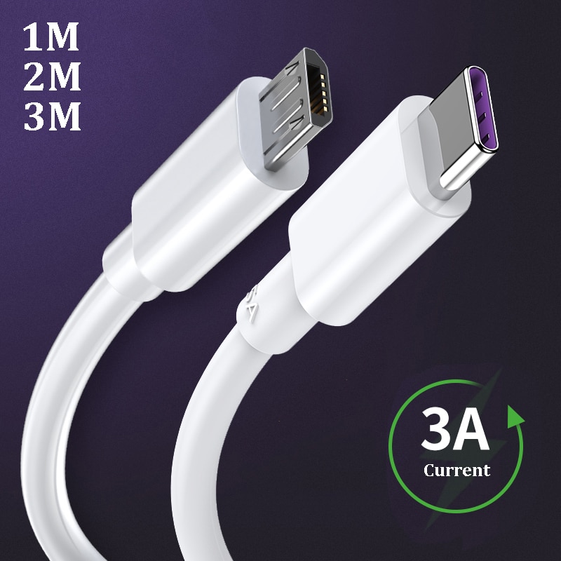 3.1A Snelle Veilig Huidige Charger Type C Micro Usb Oplaadkabel Voor Android Samsung Galaxy Note 20 Huawei Data Sync cord 1M 2M 3M