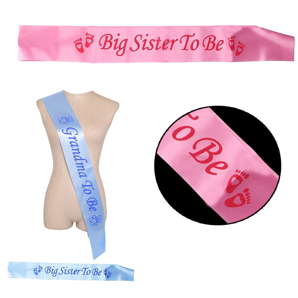 Baby Shower Sash Party Decoration Mom To Be/Grandma/Auntie/Nanny/Big Sister Sash Satin With Glitter Baby Shower Party Supplies