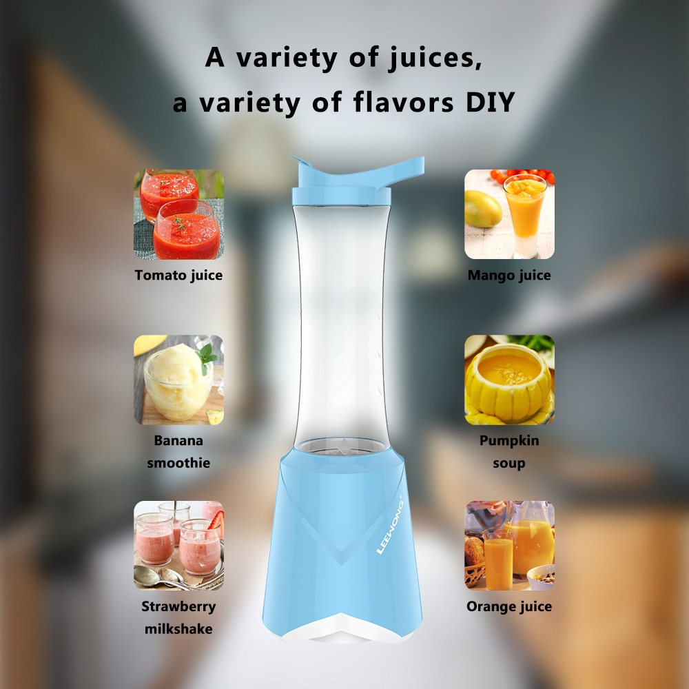 LEEWONG Electric Mini Multi-functional Automatic Portable Blender Household Coffee Grinder Fruit Juicer Blue