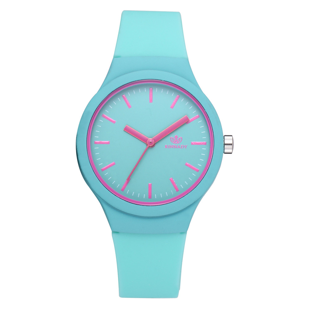 Dames solide modèle montre-bracelet horloge silicone bracelet femmes montres décontracté montre pour femme Simple femme montre montre femme: Green 