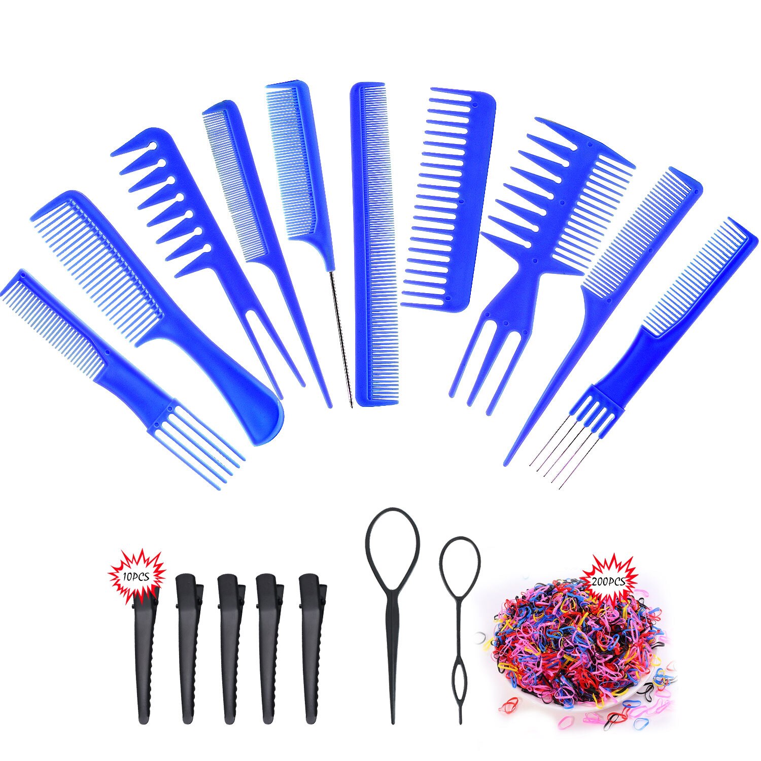 Hairdressing Combs Set Stylist Portable Tool Anti-static Detangler Comb Barber Styling Tool Hair Brush Woman Men Pink Set Comb: blue set
