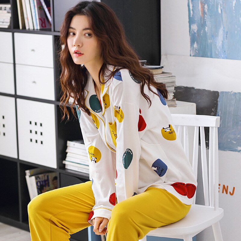 100% Cotton Sleepwear Pregnant Pajama Spring Autumn Long Sleeve Maternity Nightwear Nursing Pajamas For Pregnant Postnatal Women