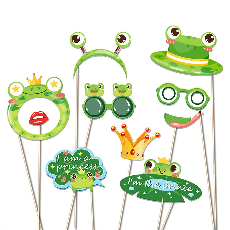 Zomer Lotusblad Kikker Cartoon Verjaardag Foto Road Groene Kikker Gelukkige Verjaardag Party Decor Kids Jongens Meisjes Camera Schieten Props