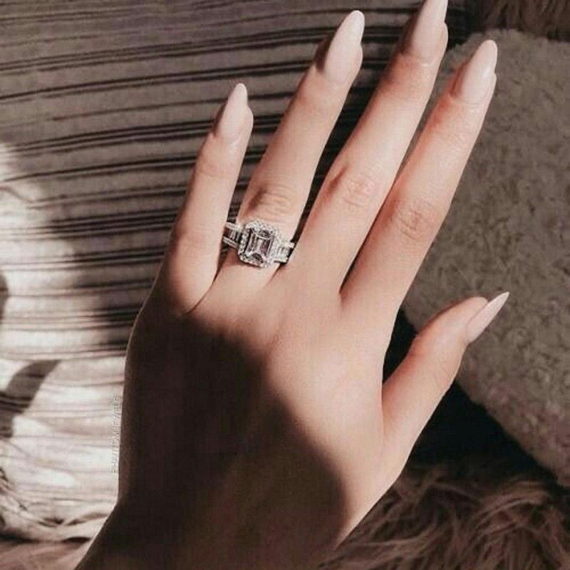 Bague de mariage scintillante en Zircon pour femmes, taille 7, argent S925, CZ complet, bijoux de fête de fiançailles, qualité s