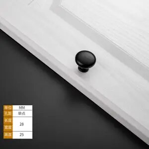 Moderne sort kabinet håndtag firkantet møbler hardware rustfrit stål køkken dørknapper skab garderobe skuffe trækker aluminium: Runde -28mm