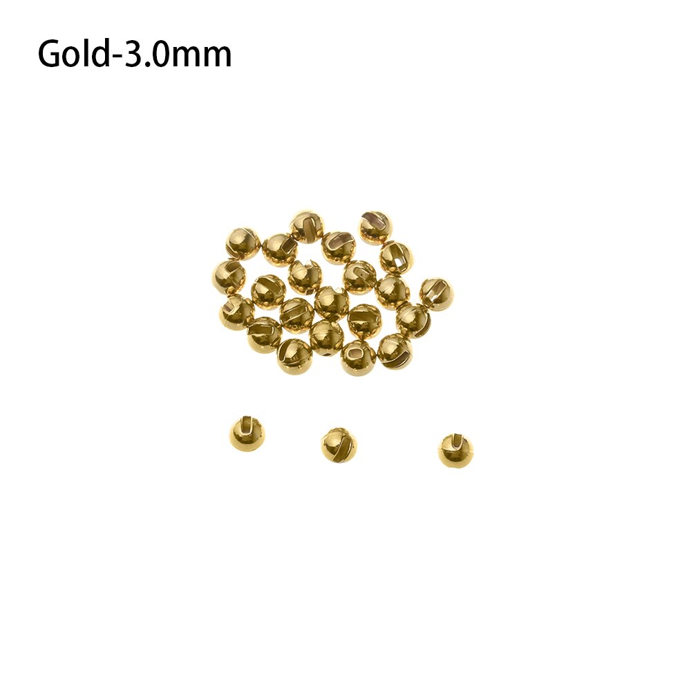 25PCS Nice Tungsten Alloy Slotted Bead Fly Tying Material Fast Sinking Gilded Fly Tying Beads Fishing Accessory: Gold 3.0mm