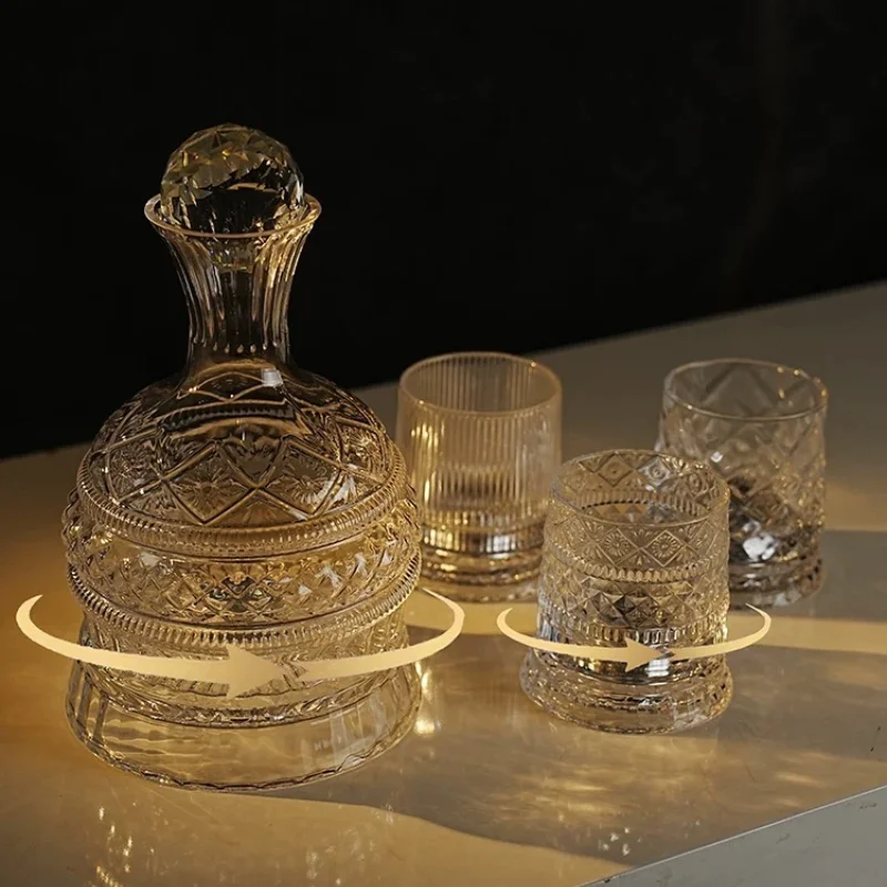 Swivel Shaker Crystal Glass Swivel Whiskey Glass Deluxe Red Wine Shaker 360° Swivel Wine Glass Bar Wine Accessories