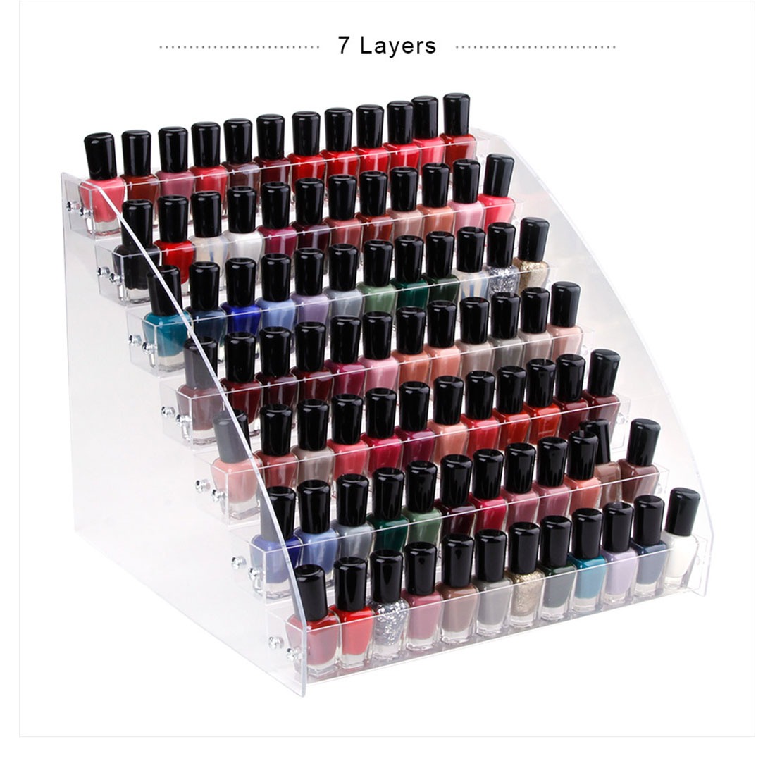 Clear Acrylic Makeup Box Acrylic Nail Polish Display Organizer 2-3-4-5-6-7 Layer Manicure Cosmetics Jewelry Display Stand Holder: 7 layers