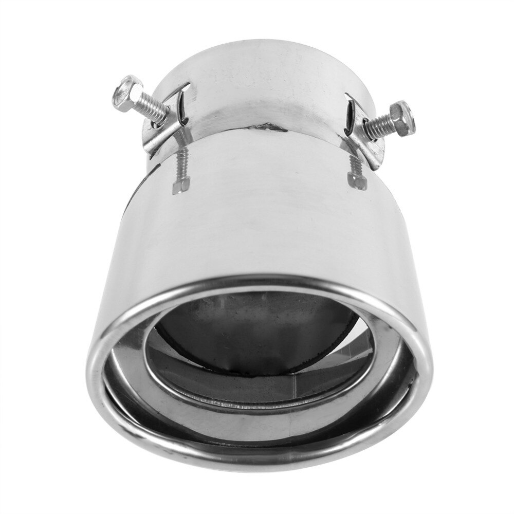 1pcs Rear Round Chrome Stainless Steel Auto Exhaust Muffler Tail Pipe Tailpipe Universal