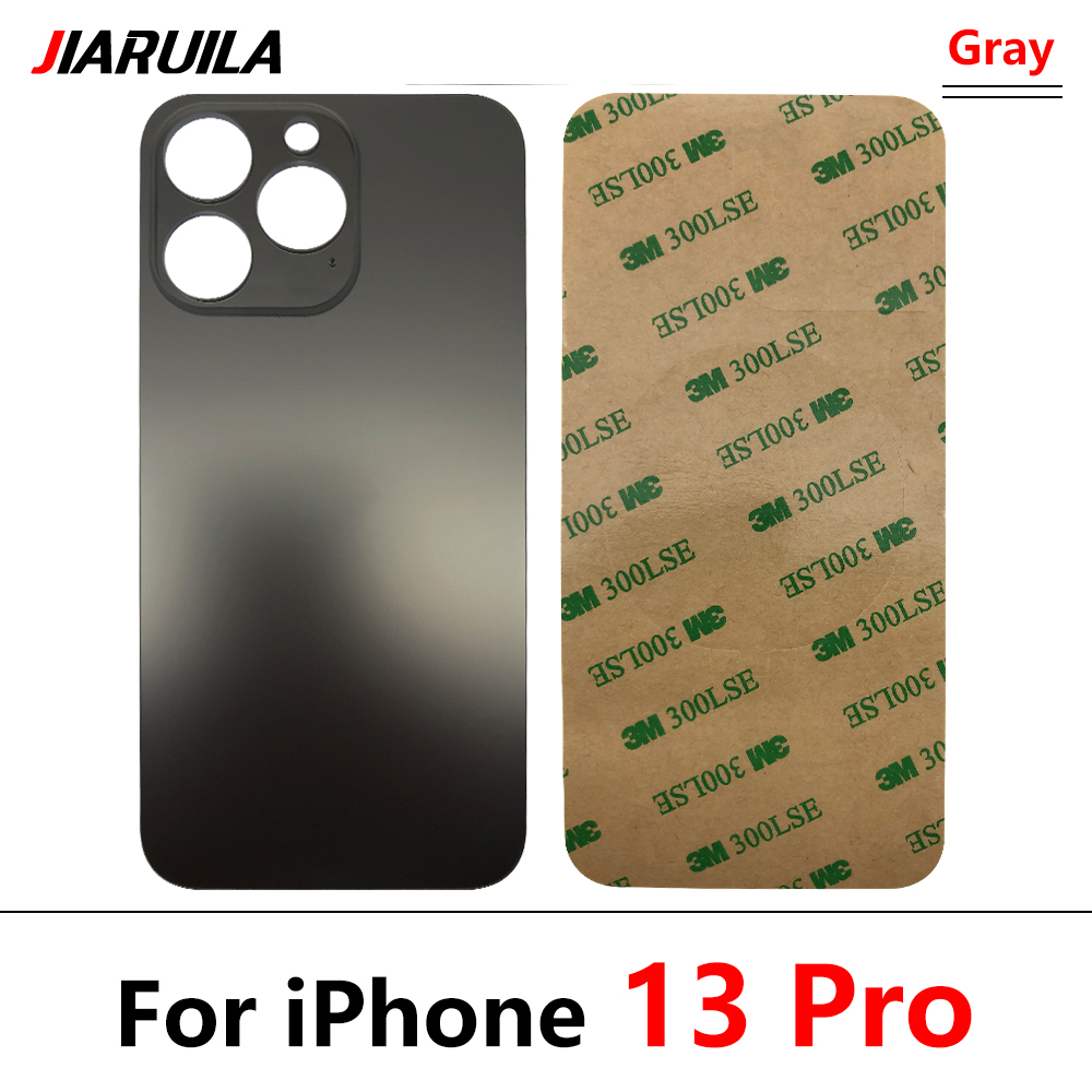 Big Hole powrót bateria drzwi tylna pokrywa szklana pokrywa baterii Case z klejem zamiennik dla iPhone 13 Pro Max: For 13 Pro Gray