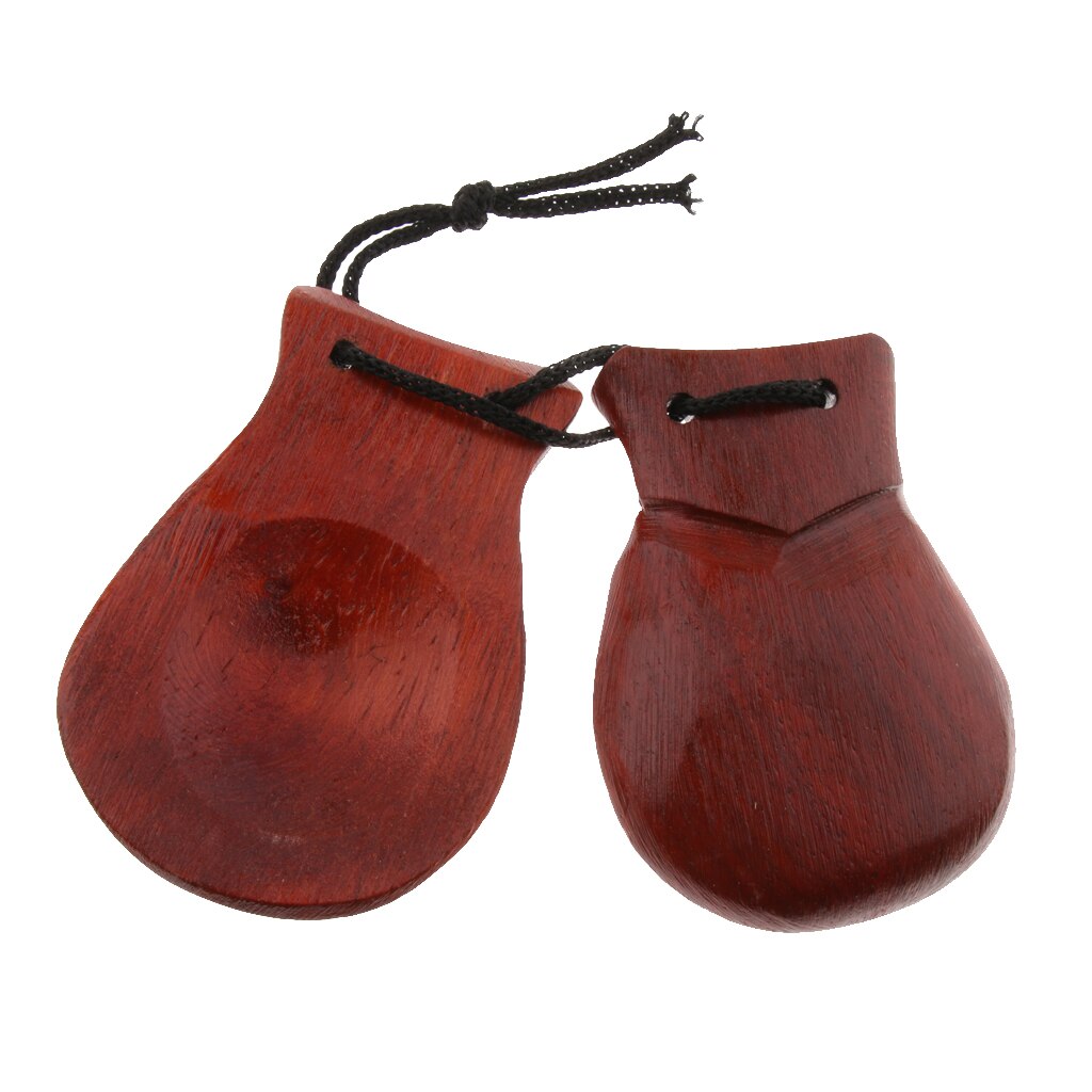 Durable Wooden Clapper Castanet Hand Percussion Instrument Brown 8x5.5x2cm