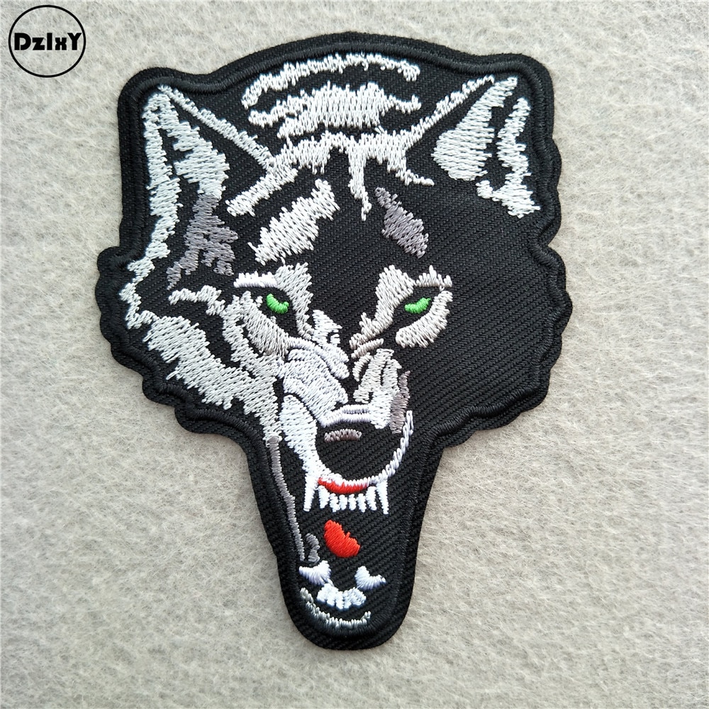 1 Pcs Fierce Wolf Patches Voor Kinderen Ijzer Op Borduurwerk Badges Verschijning Op Kleding Naaien Strepen Dieren Applicaties @ f-82