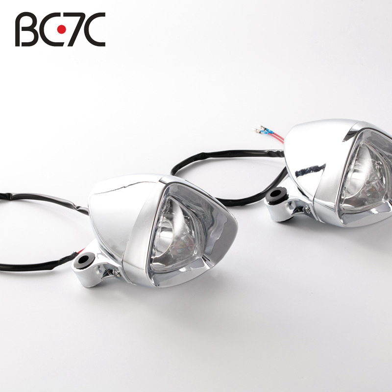 Motorcycle Retro Led Small Fog Headlight Modified Triangle Spotlight For Harley Honda Suzuki