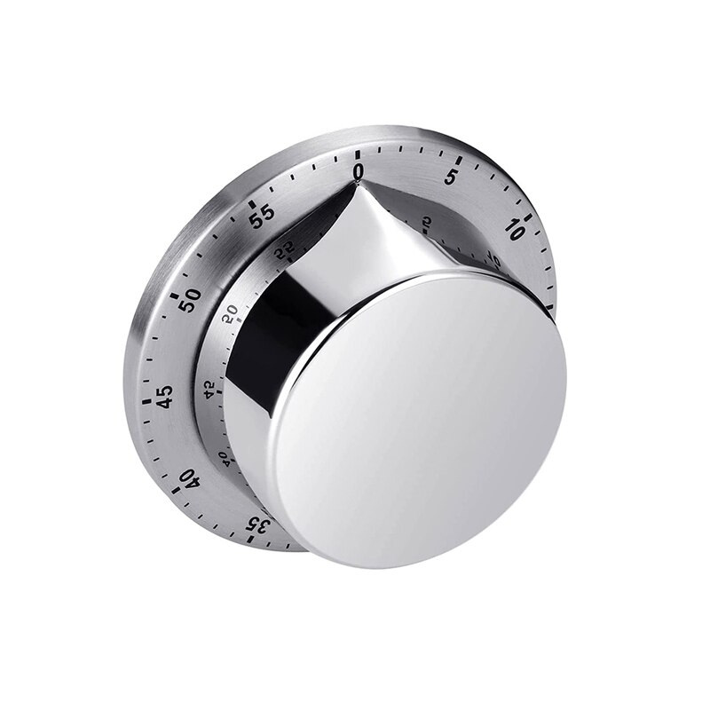 Stainless Steel Kitchen Timer with Magnetic Base Manual Mechanical Cooking Timer Countdown Reminder Kitchen Gadgets: 02