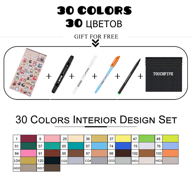 TouchFIVE 168 couleurs huileux à base d'alcool Art marqueurs ensemble double tête croquis marqueur artiste pinceau stylo pour Manga eau couleur stylos
