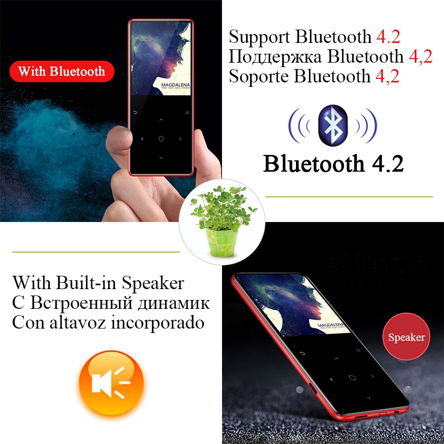 MP4 Player Bluetooth 4,2 altavoz auricular e-book FM Radio Video MP4 música HiFi reproductor de MP 4 Walkman 8GB 16GB 32GB 40GB