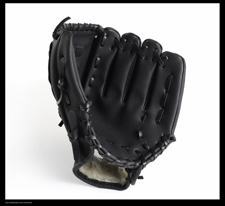 Mannen Baseball Training Handschoen Kids Lederen Honkbal Praktijk Baseball Handschoen Catcher Jeugd Softbal Beisbolera Sportkleding BJ50ST: Black / 11.5 inches