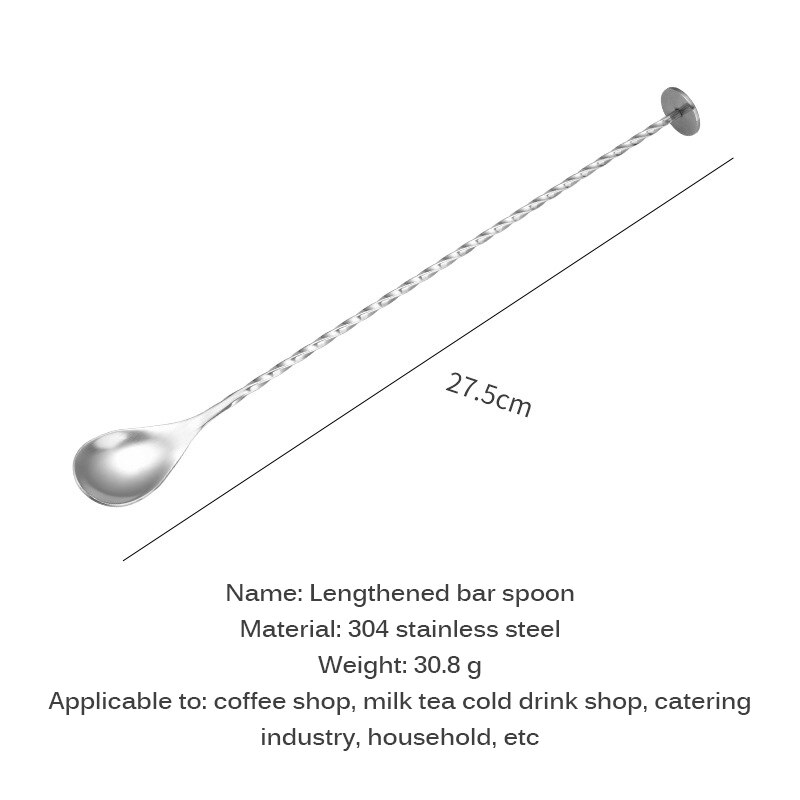 Cuchara mezcladora trenzada de 28cm, coctelera de acero inoxidable, Patrón En Espiral, agitador de bebidas, agitador, vajilla de cocina de alto grado