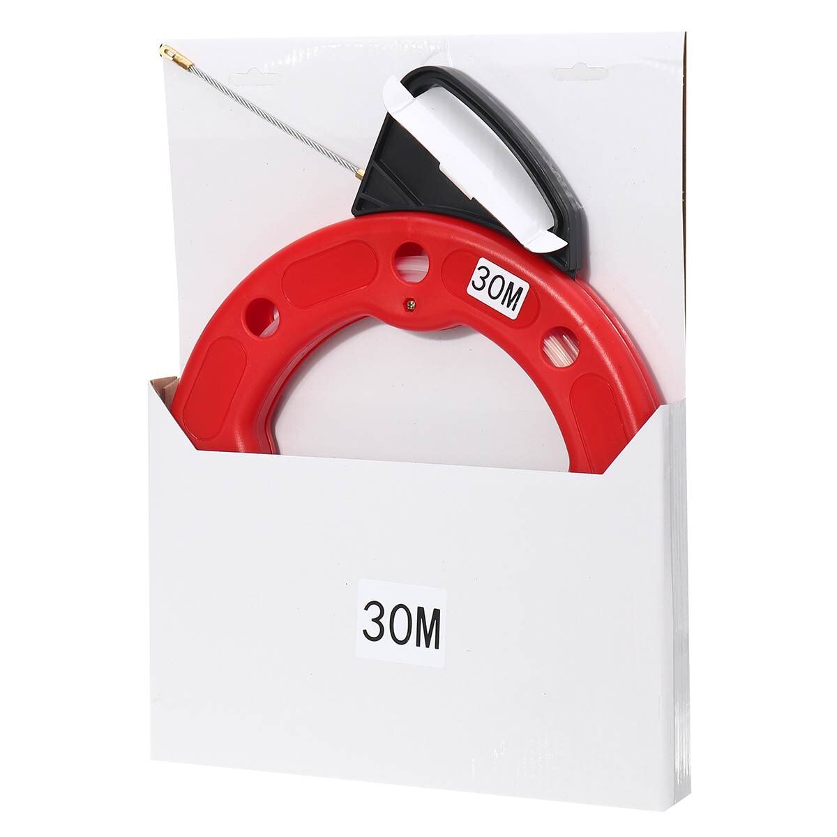 3MM 30M Fiberglass Fish Tape Reel Puller Conduit Ducting Rodder Pulling Wire Cable Ducting Rodder Pulling Wire Cable Puller: Default Title