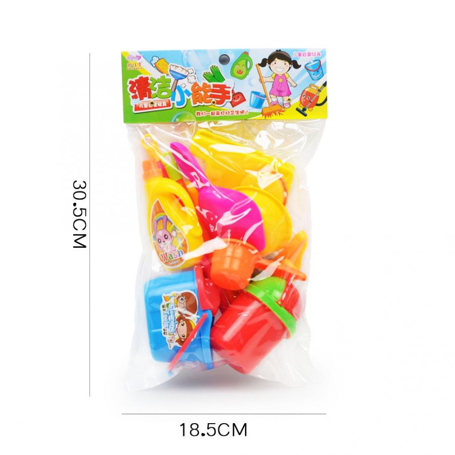 10pcs/Lot Simulation Cleaning Set Mop Broom Ware Plaything Children Play House Cleaning Toys for Kids Pretend Play Learning Toy