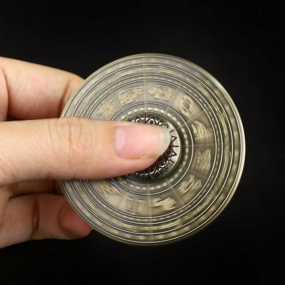 Retro Bronze Metal twelve constellations flying saucer fidget spinner Lasting rotation Low noise High Speed Fine craft hand