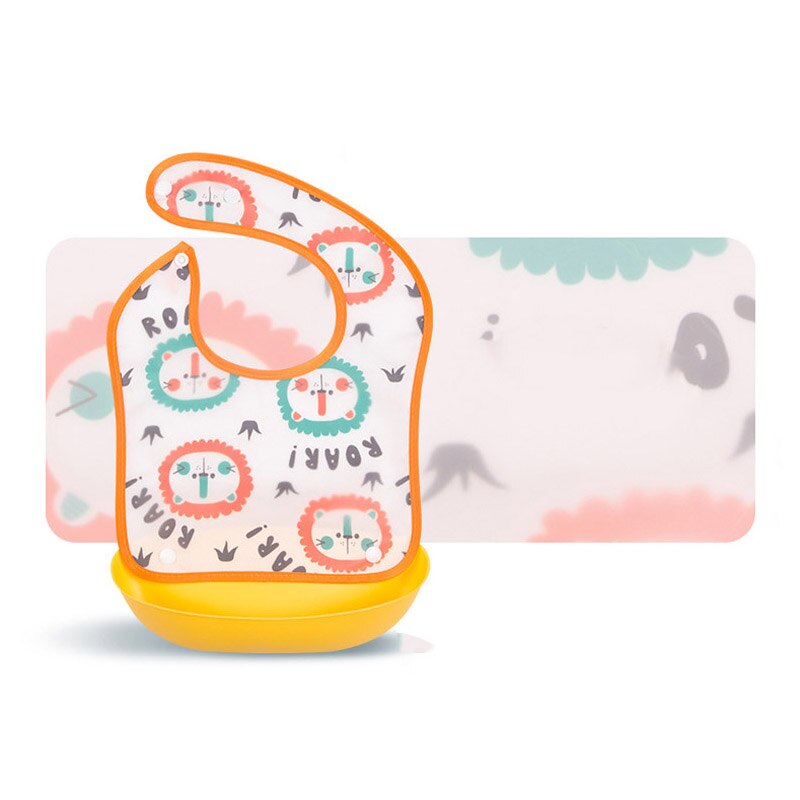 Waterdichte Zachte Siliconen Baby Slabbetjes Cartoon Print Kids Burp Doek Verstelbare Kinderen Schort Baby Spullen: yellow
