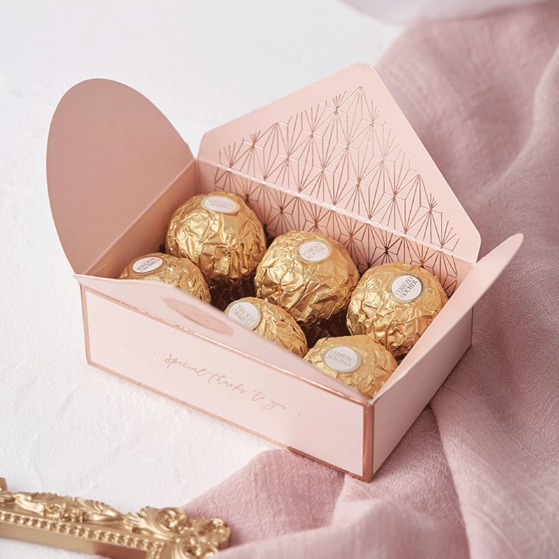 10 stücke retro Rosa Hochzeit Zucker Schokolade Kasten Hochzeit Bevorzugt Süßigkeit Kasten Partei Liefert Verpackung Boxen