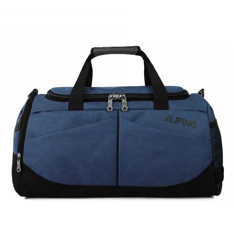 Gym Portable Sports Fitness Bag Men Women Short-distance Travel Bag Shoulder Waterproof Luggage Bag: Navy blue